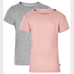 Minymo T-shirt - 2-Pak - Rosa/Gr�