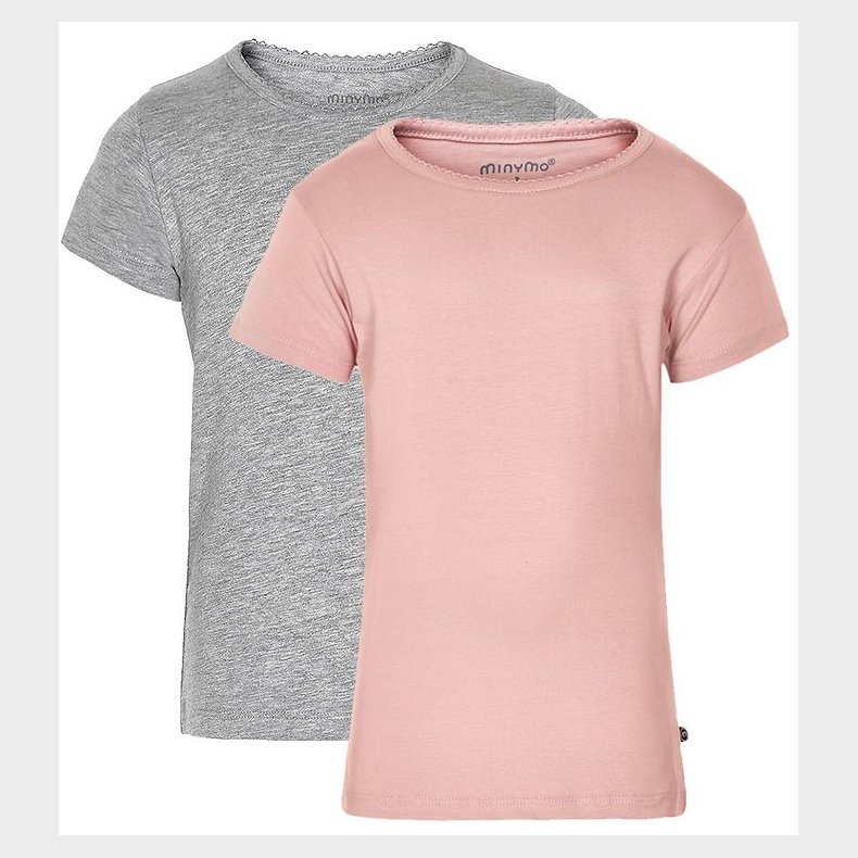Minymo T-shirt - 2-Pak - Rosa/Gr�