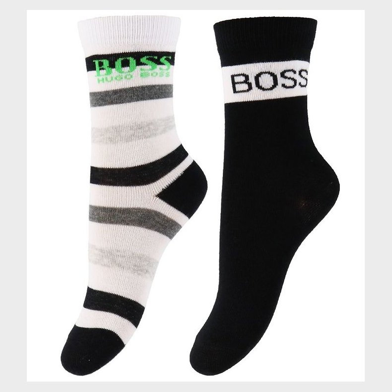 BOSS Strmper - 2-pak - Casual - Sort/Hvid m. Striber