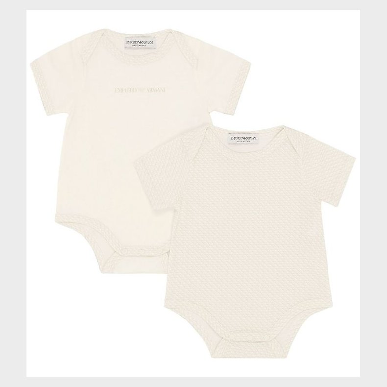 Emporio Armani Bodyer k/ - 2-pak - Hvid/Beige m. Logo