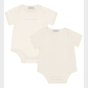Emporio Armani Bodyer k/ - 2-pak - Hvid/Beige m. Logo