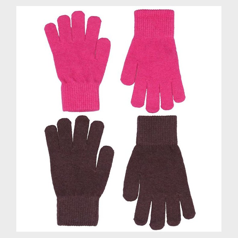 CeLaVi Handsker - Uld/Nylon - 2-pak - Pink/Mrkelilla