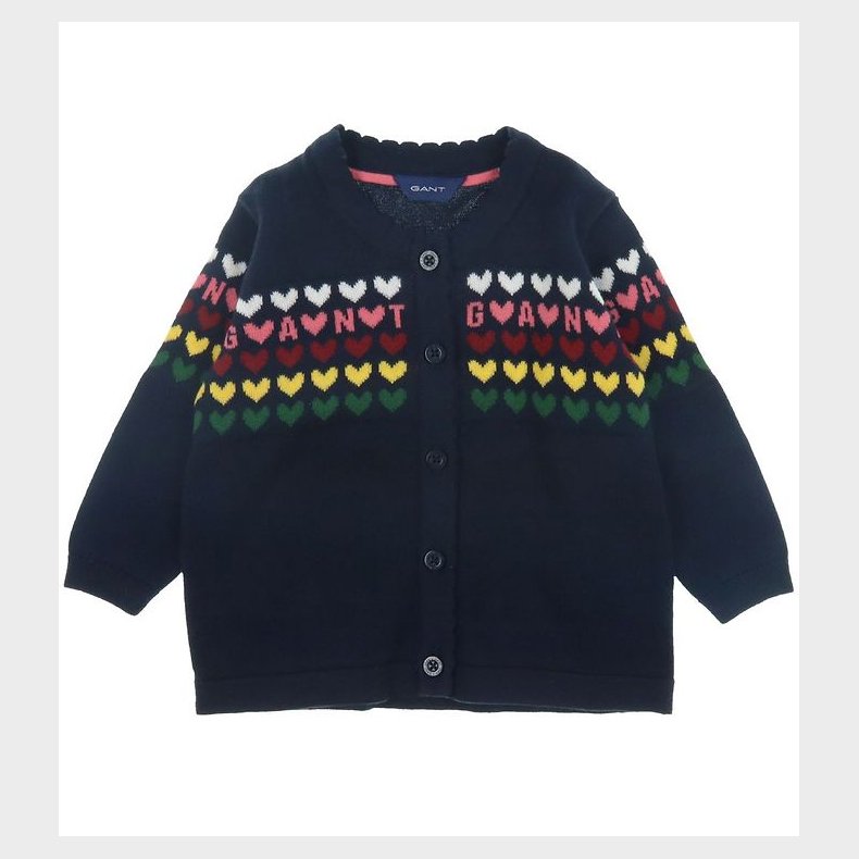 GANT Cardigan - Strik - Heart - Evening Blue