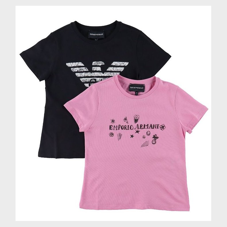 Emporio Armani T-shirts - 2-pak - Navy/Flamingo