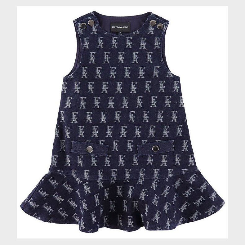 Emporio Armani Kjole - Denim - Fantasia Blue/Hvid m. Logoer