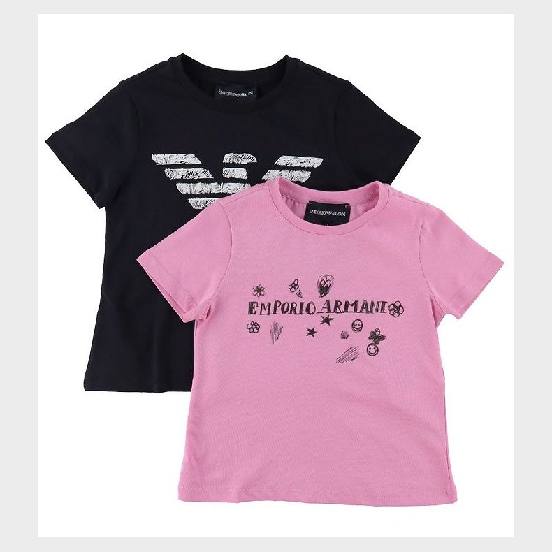 Emporio Armani T-shirts - 2-pak - Navy/Flamingo