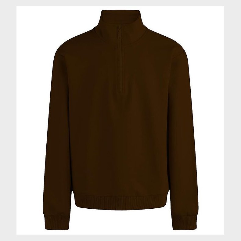 Grunt Sweatshirt - Delfo Sweat Half Zip - Brown