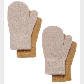 CeLaVi Luffer - Uld/Nylon - 2-Pak - Beige Guld m. Glimmer