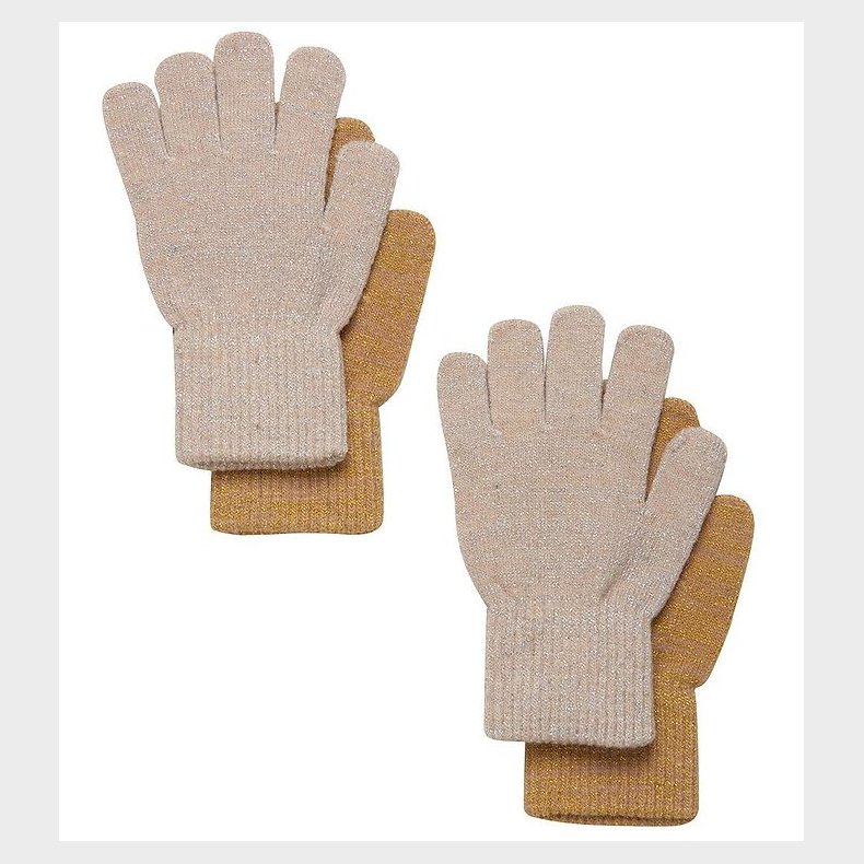 CeLaVi Handsker - Uld/Nylon - 2-Pak - Beige Guld m. Glimmer