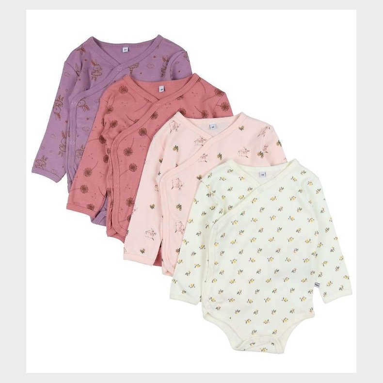 Pippi Baby Sl�-om Bodyer l/� - 4-pak - Dusty Rose