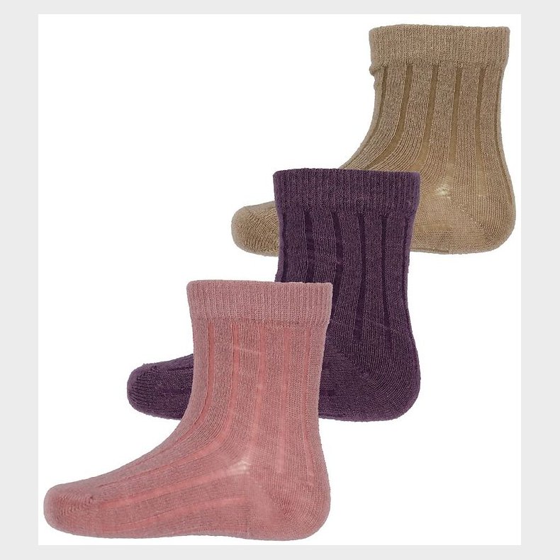 Minymo Str�mper - Rib - 3-Pak - Orchid Haze