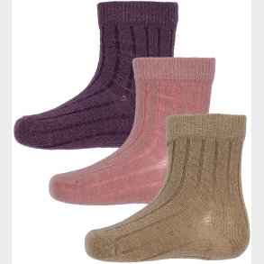 Minymo Str�mper - Rib - 3-Pak - Orchid Haze