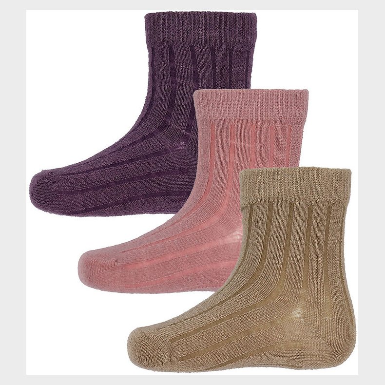 Minymo Str�mper - Rib - 3-Pak - Orchid Haze