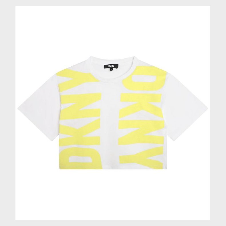 DKNY T-shirt - Cropped - Hvid/Lemon