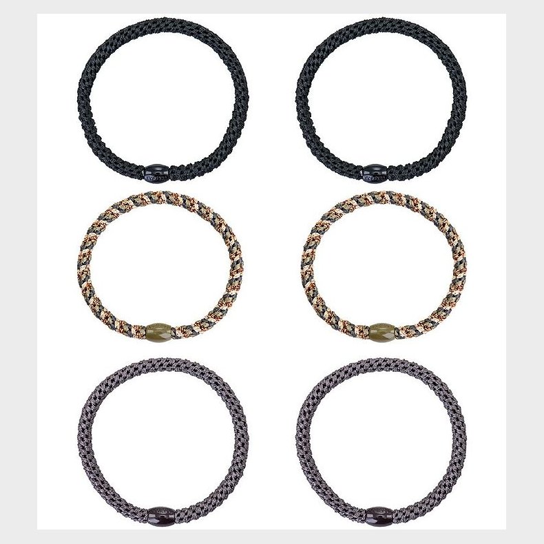 Kknekki Hrelastikker - 6-Pak - Slim - Sort/Gr/Glimmer