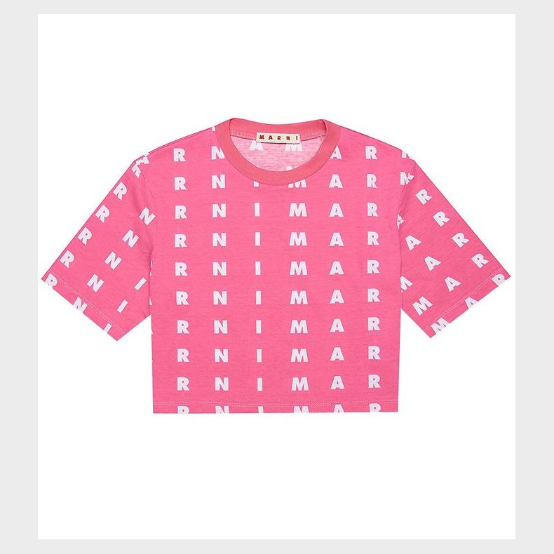 Marni T-Shirt - Cropped - Pink m. Hvid