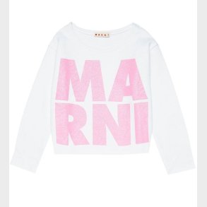 Marni Sweatshirt - Cropped - Hvid/Pink m. Glimmer