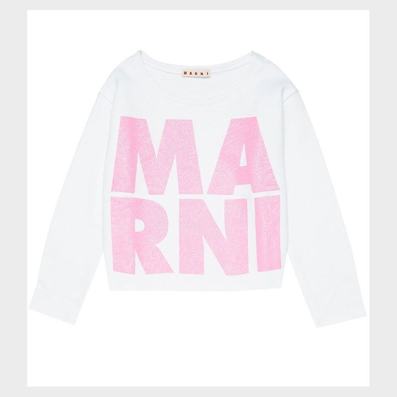 Marni Sweatshirt - Cropped - Hvid/Pink m. Glimmer