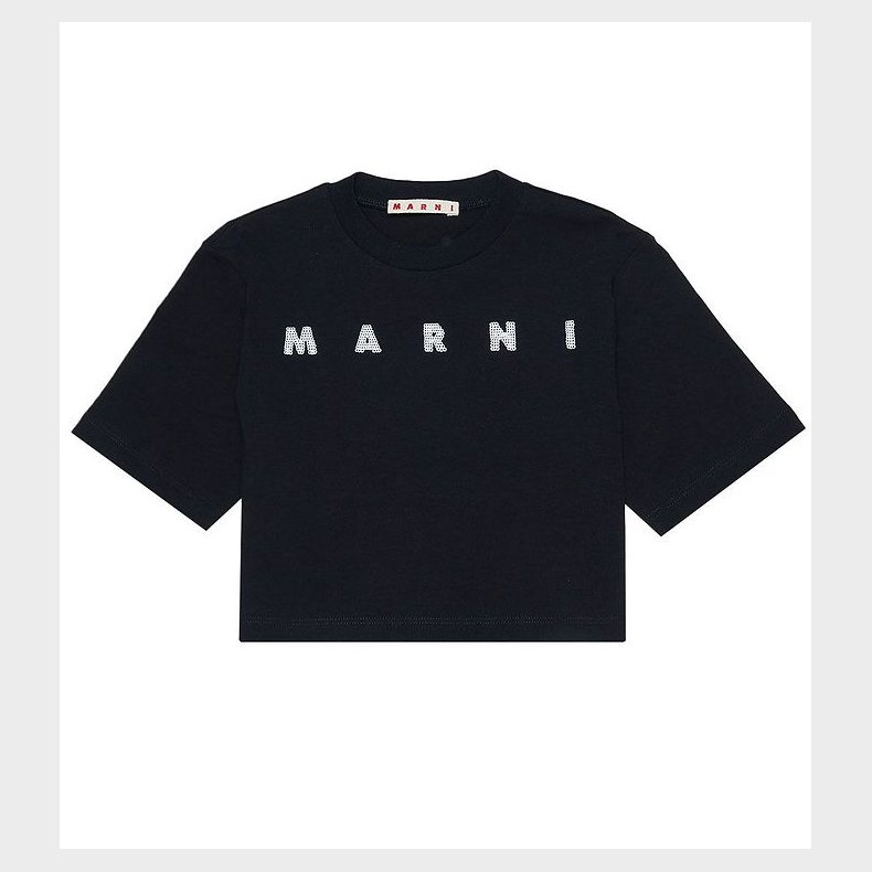 Marni T-Shirt - Cropped - Sort m. Pailletter
