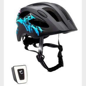 Crazy Safety Cykelhjelm m. Lys - Grafitti - Sort/Bl�