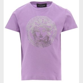 Versace T-shirt - Medusa Strass - Baby Violet m. Krystaller