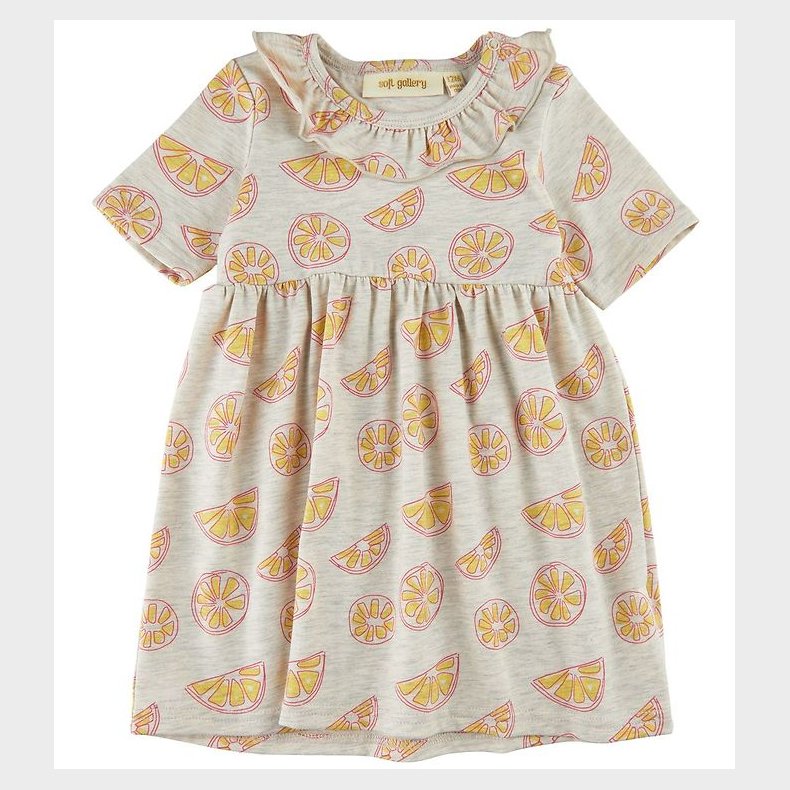 Soft Gallery Kjole - SgJenni - Oranges - Light Grey Melange AOP