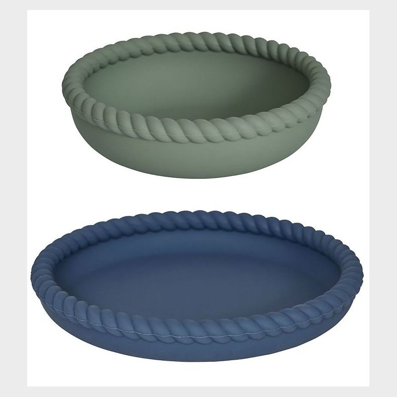 OYOY Spisest - Silikone - 2 dele - Mellow - Blue/Olive