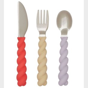 OYOY Bestik - Silikone - 3 dele - Mellow Cutlery - Lavender/Vani