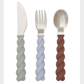 OYOY Bestik - Silikone - 3 dele - Mellow Cutlery - Pale Mint/Cho