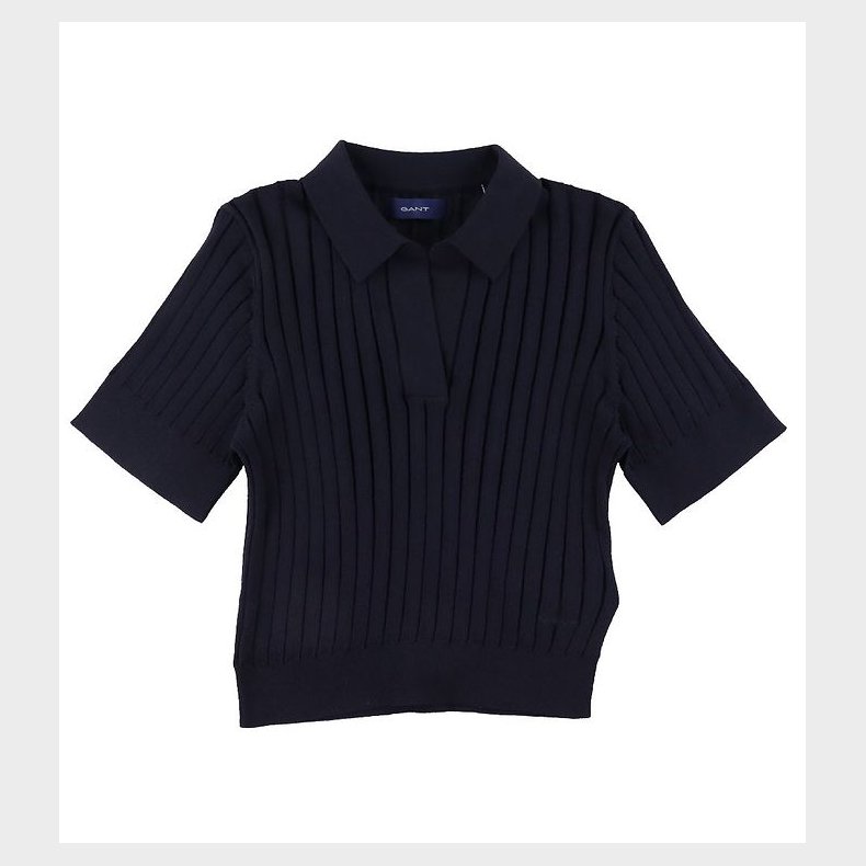 GANT Polo - Strik - Rib - Cropped - Evening Blue