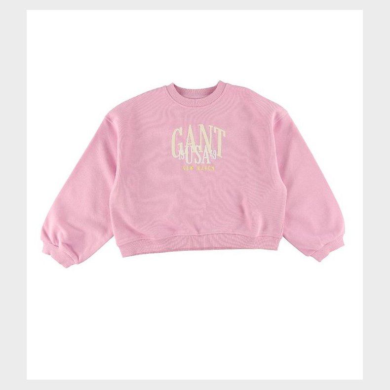 GANT Sweatshirt - C-Neck - Cropped - Milky Pink