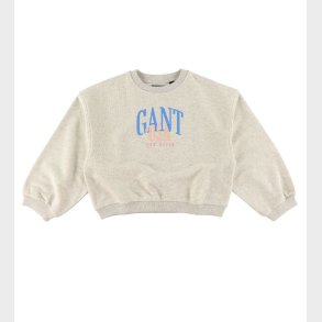 GANT Sweatshirt - C-Neck - Cropped - Rubber Grey Melange
