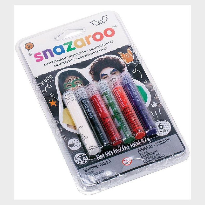 Snazaroo Ansigtsmaling - Stifter - 6 Stk. - Halloween