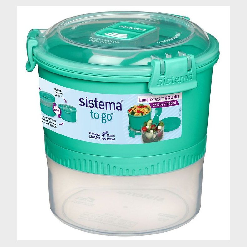 Sistema Madkasse m. Bestik - Lunch Stack - 965 ml - Turkis