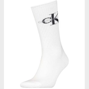 Calvin Klein Strmper - Rib - Hvid m. Logo