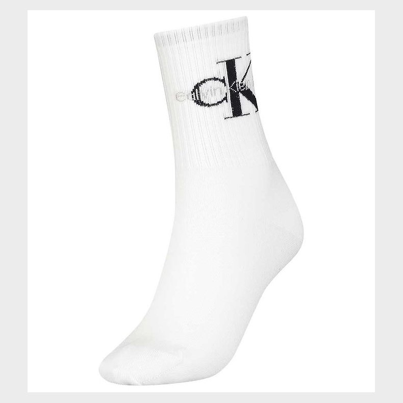 Calvin Klein Strmper - Rib - Hvid m. Logo