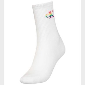 Calvin Klein Strmper - Rib - Pride - Hvid m. Logo