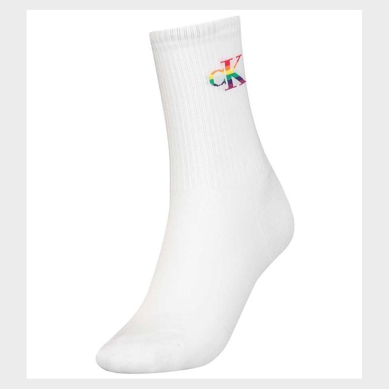 Calvin Klein Strmper - Rib - Pride - Hvid m. Logo