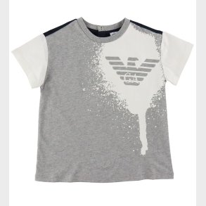 Emporio Armani T-shirt - Grmeleret/Navy m. Hvid