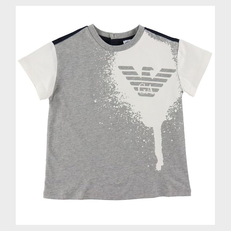 Emporio Armani T-shirt - Grmeleret/Navy m. Hvid