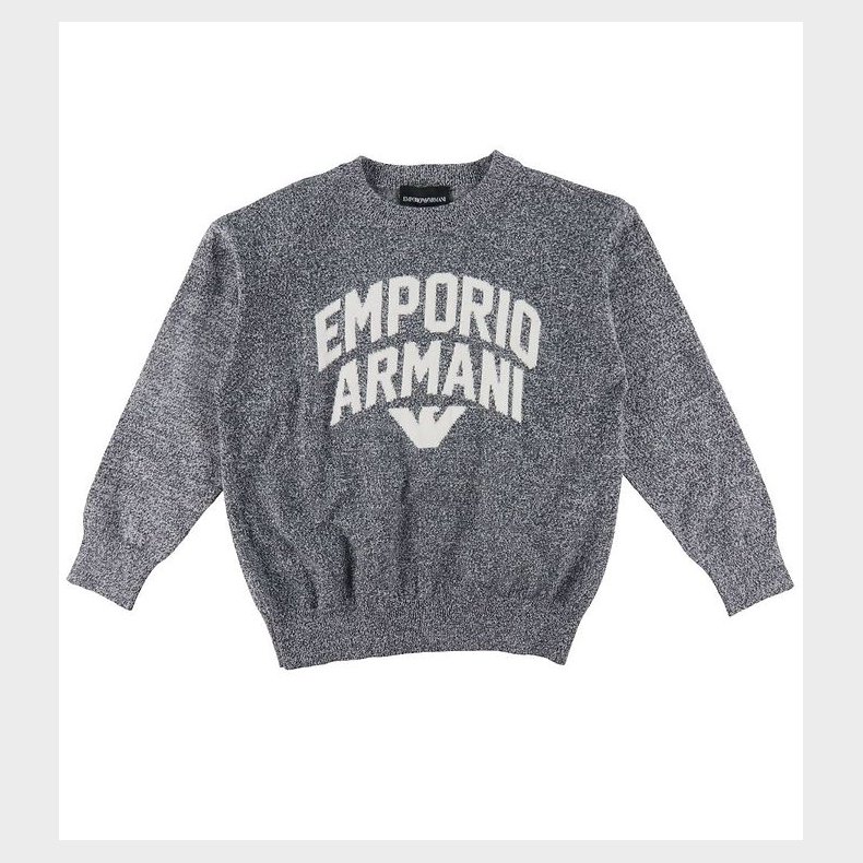 Emporio Armani Bluse - Strik - Navy/Hvidmeleret m. Tekst