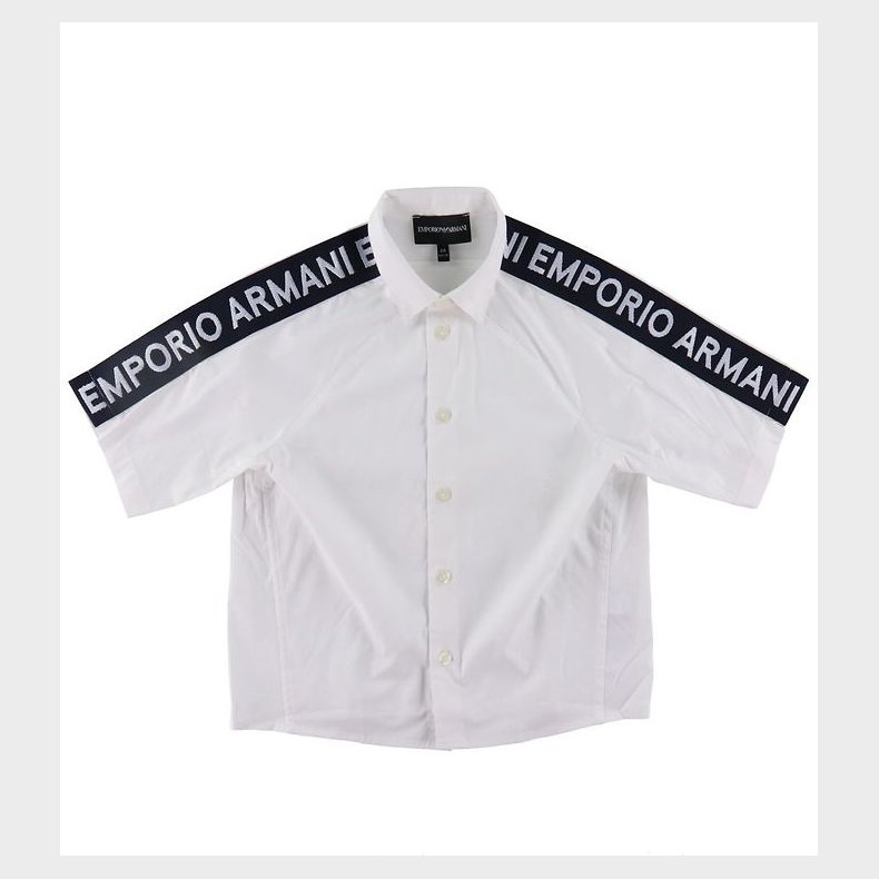Emporio Armani Skjorte k/� - Hvid/Navy m. Logostribe