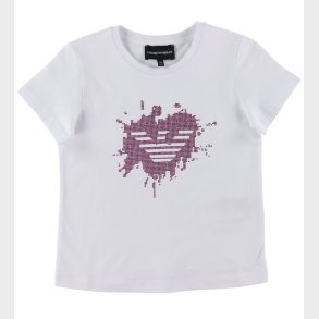 Emporio Armani T-shirt - Hvid m. Pink/Similisten