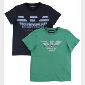 Emporio Armani T-shirts - 2-pak - Gr�n/Navy m. Logo