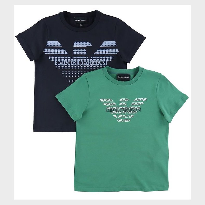 Emporio Armani T-shirts - 2-pak - Gr�n/Navy m. Logo