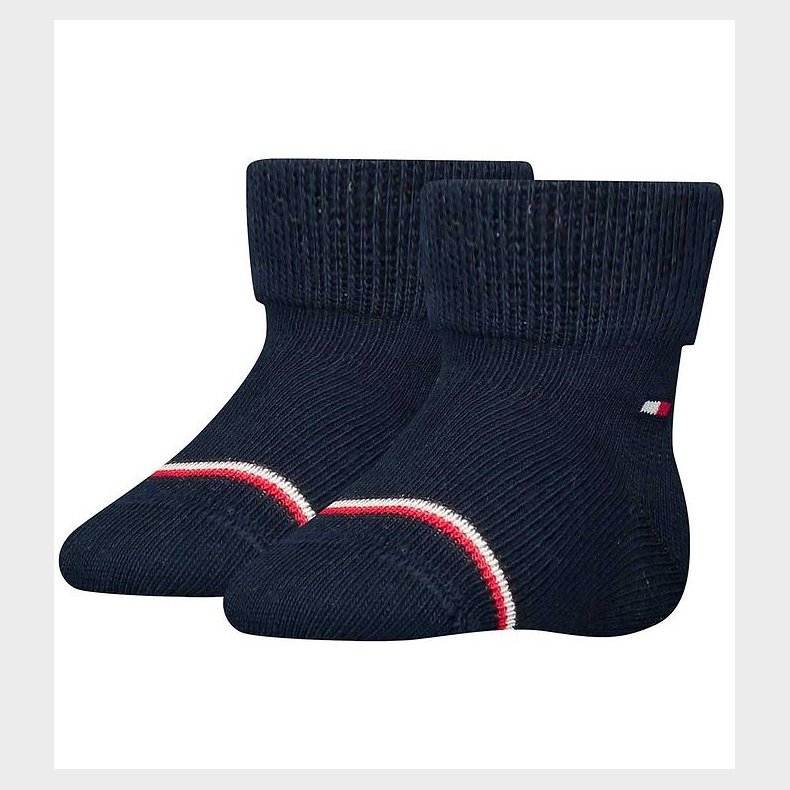 Tommy Hilfiger Strmper - 2-pak - Navy m. Logo