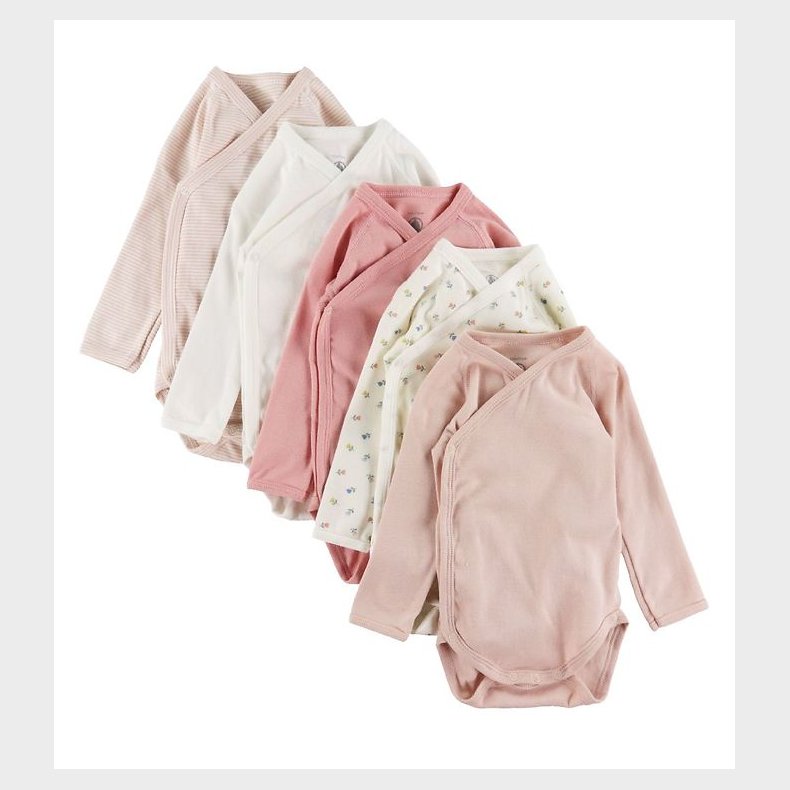 Petit Bateau Body l/ - 5-pak - Lyserd/Hvid