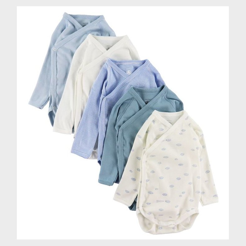 Petit Bateau Body l/ - 5-pak - Bl/Hvid