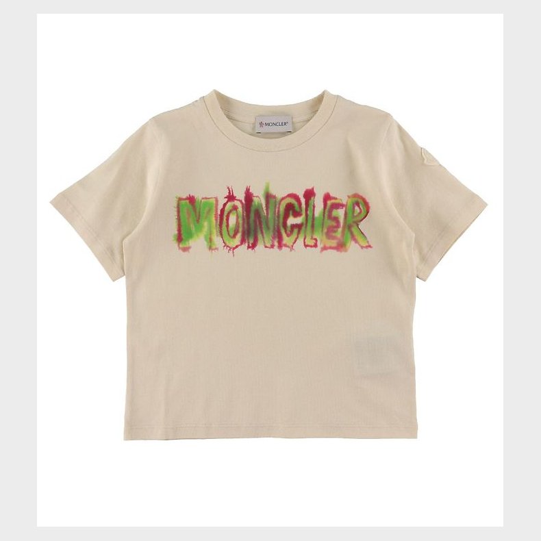 Moncler T-shirt - Beige m. Pink/Gr�n
