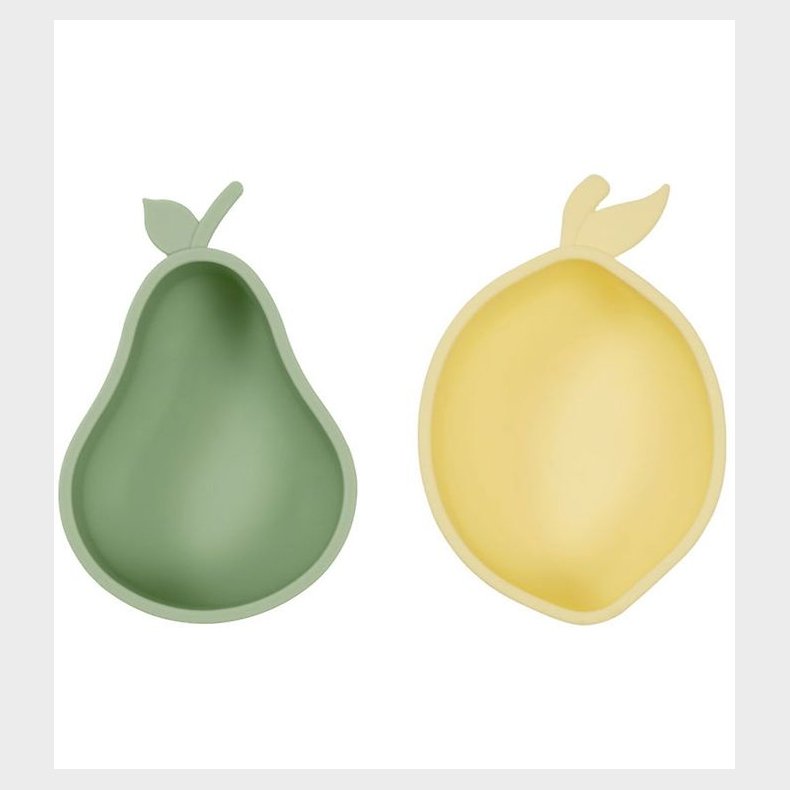 OYOY Snackskle - 2-pak - Silikone - Lemon & Pear - Yellow/Green